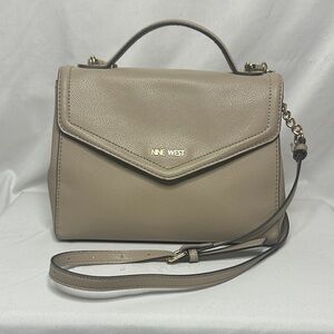 Nine West Taupe Structured Top-Handle Crossbody